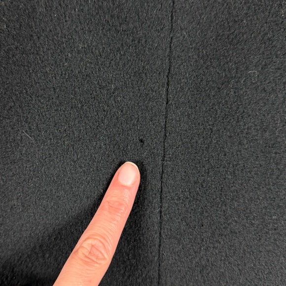 Vintage Black Open Front Wool Coat Leopard Fur Trim Women’s XL Mid Length Retro - Picture 16 of 16